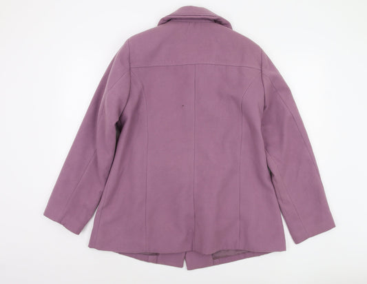 Damart Women's Purple Overcoat Size 14 - Classic & Stylish