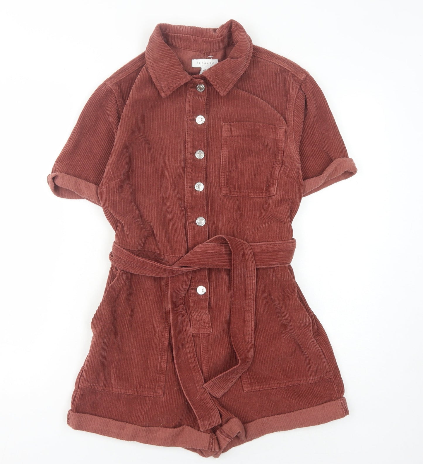 Topshop Women’s Brown Corduroy Playsuit Size 8
