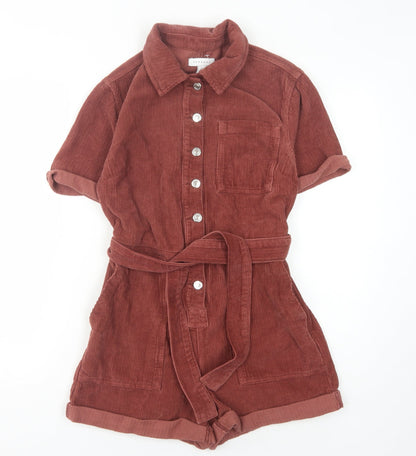 Topshop Women’s Brown Corduroy Playsuit Size 8