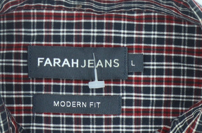 Farah Jeans Men's Plaid Long Sleeve Shirt - Large