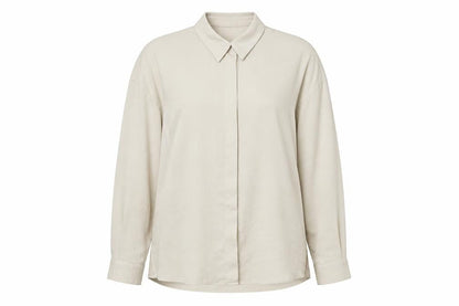 Womens UK Size S Zara Beige Basic Button-Up