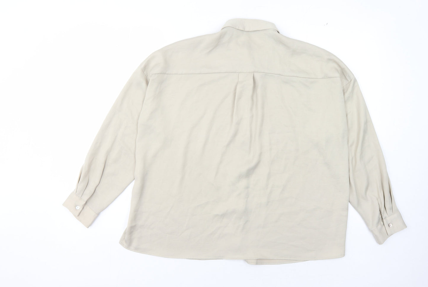 Womens UK Size S Zara Beige Basic Button-Up