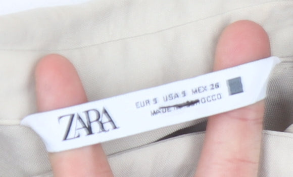 Womens UK Size S Zara Beige Basic Button-Up