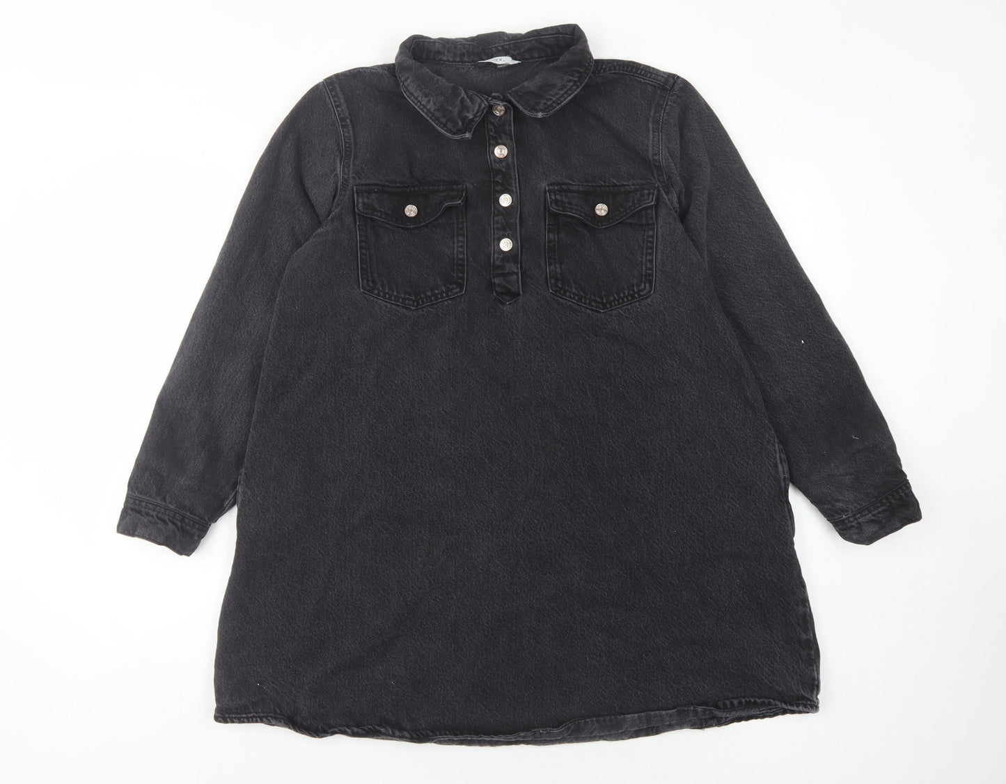 Next Women's Black Cotton Shirt Dress M