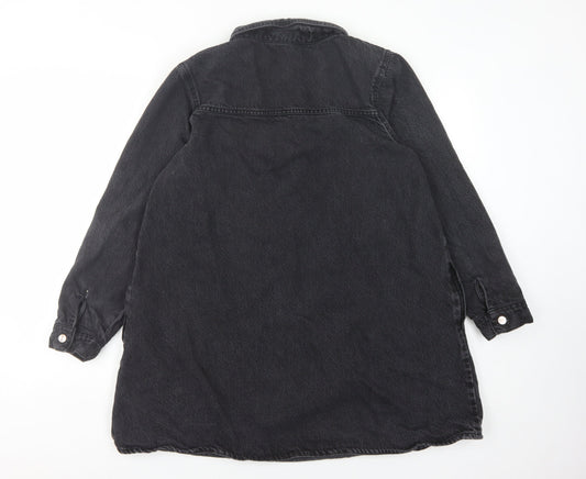 Next Women's Black Cotton Shirt Dress M