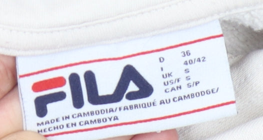 FILA Unisex Ivory Pullover Hoodie Size S - Comfy Casual Wear