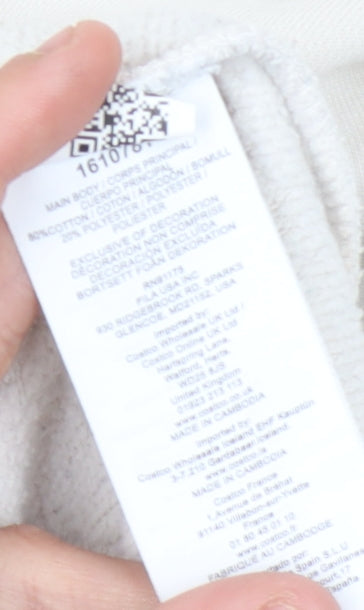 FILA Unisex Ivory Pullover Hoodie Size S - Comfy Casual Wear