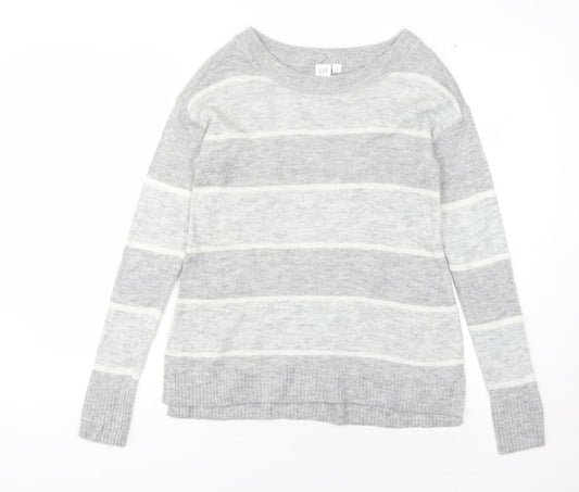 GAP Women's Grey Striped Pullover Jumper, Size S