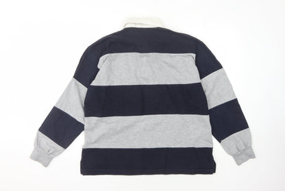 Disneyland Paris Men's Grey Striped Polo S/M