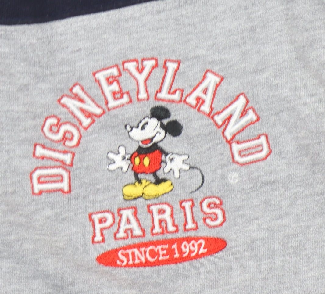 Disneyland Paris Men's Grey Striped Polo S/M