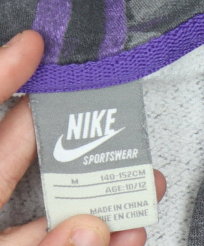 Nike Girls Grey M Hoodie with Logo Accents