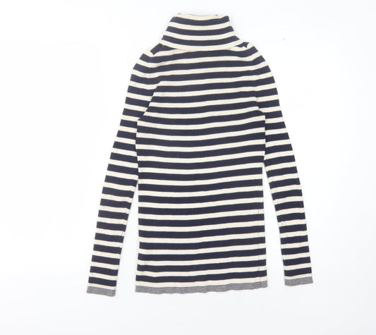 Gap Women's Blue Striped Roll Neck Pullover XS