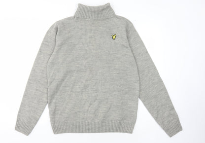 Lyle & Scott Men's Grey High Neck Jumper - Size L