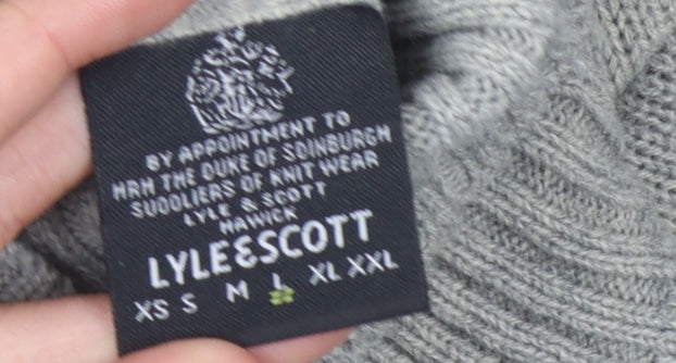 Lyle & Scott Men's Grey High Neck Jumper - Size L