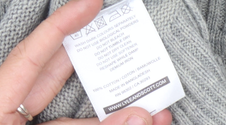 Lyle & Scott Men's Grey High Neck Jumper - Size L