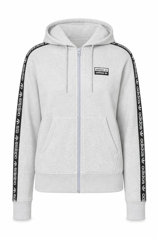 Front view of Adidas Women's Grey Full Zip Hoodie -, size 8
