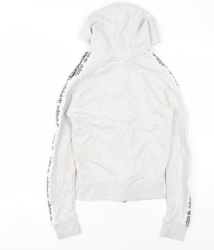 Adidas Women's Grey Full Zip Hoodie - Size 8
