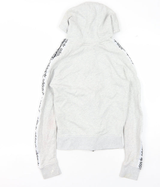 Adidas Women's Grey Full Zip Hoodie - Size 8