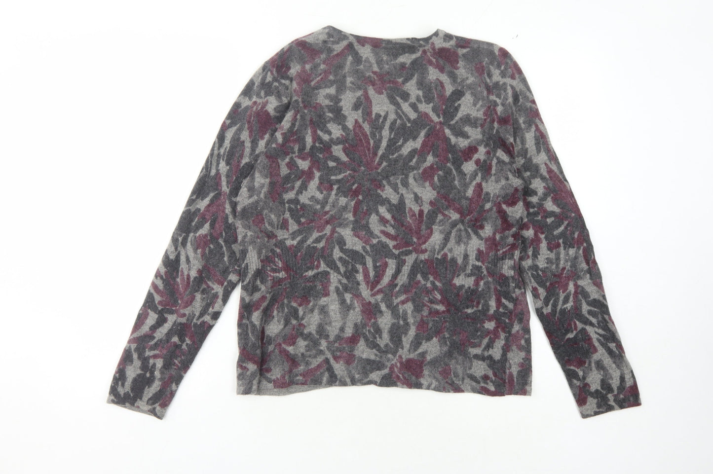 Sarah Spencer Women's Grey Floral Cardigan, Size L