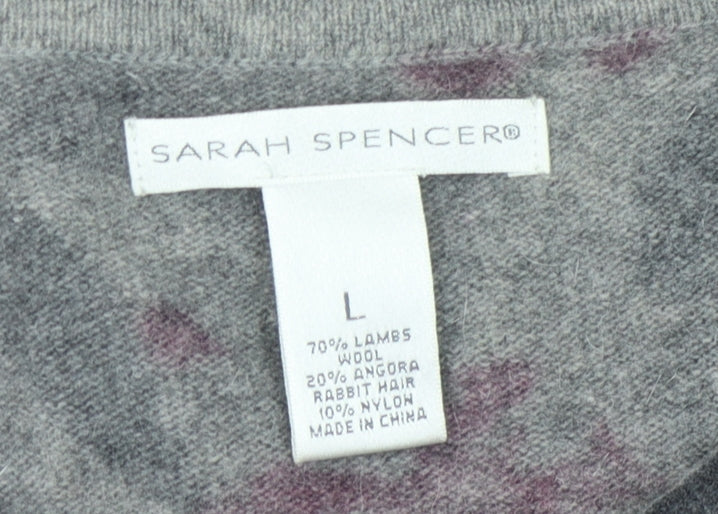 Sarah Spencer Women's Grey Floral Cardigan, Size L