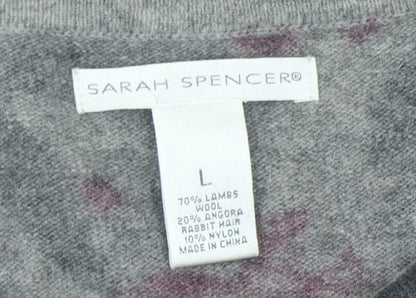 Sarah Spencer Women's Grey Floral Cardigan, Size L