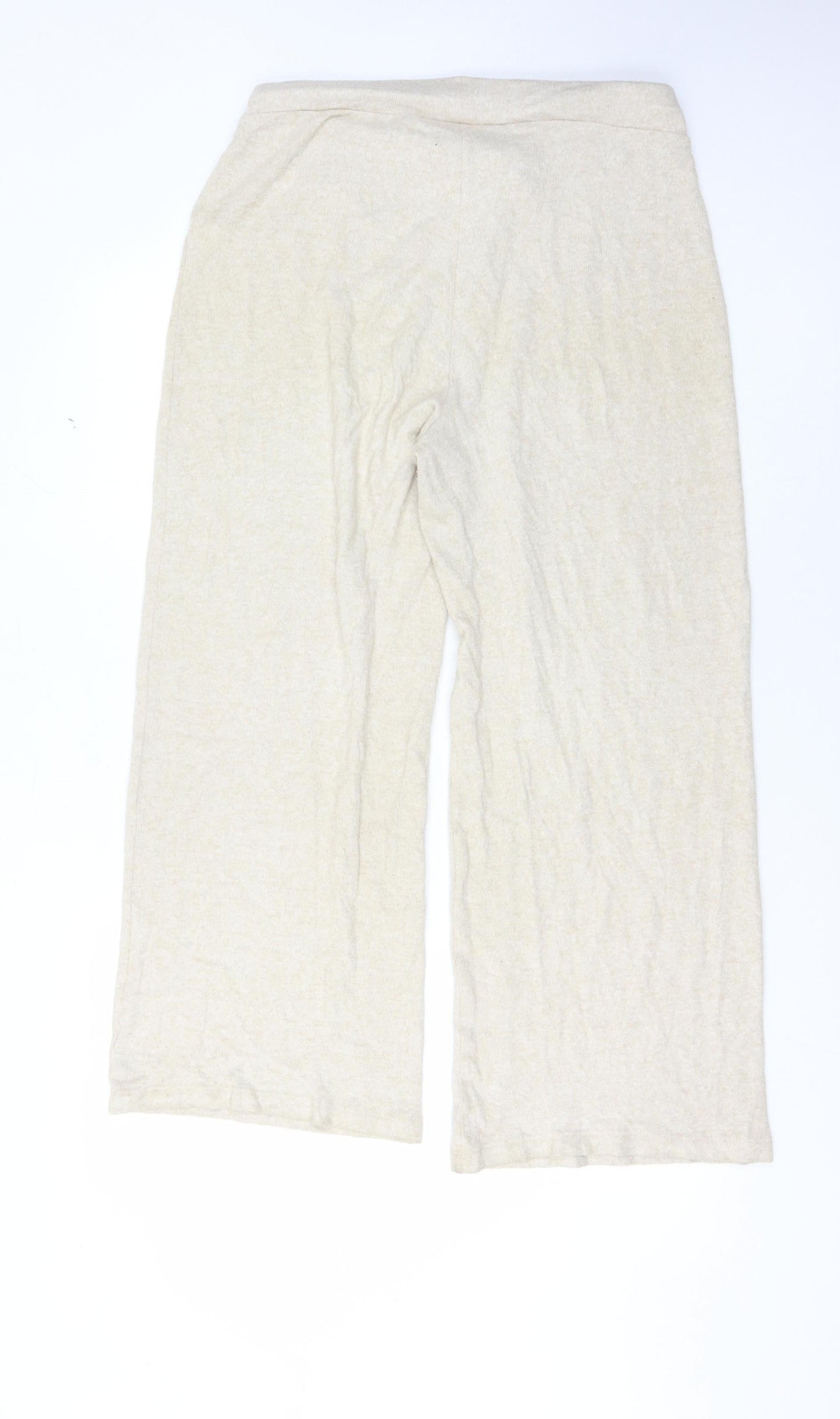 Lipsy Women's Beige Wide-Leg Trousers Size 14