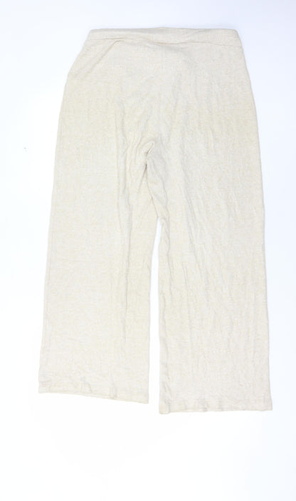 Lipsy Women's Beige Wide-Leg Trousers Size 14