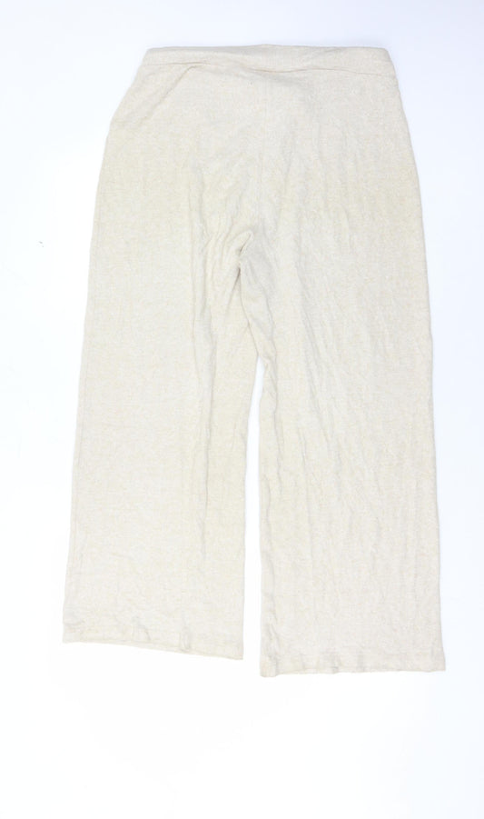 Lipsy Women's Beige Wide-Leg Trousers Size 14