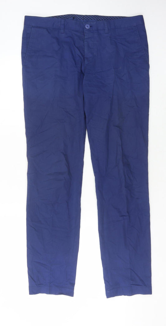 Hugo Boss Men's Blue Chino Trousers 34R, Casual Style