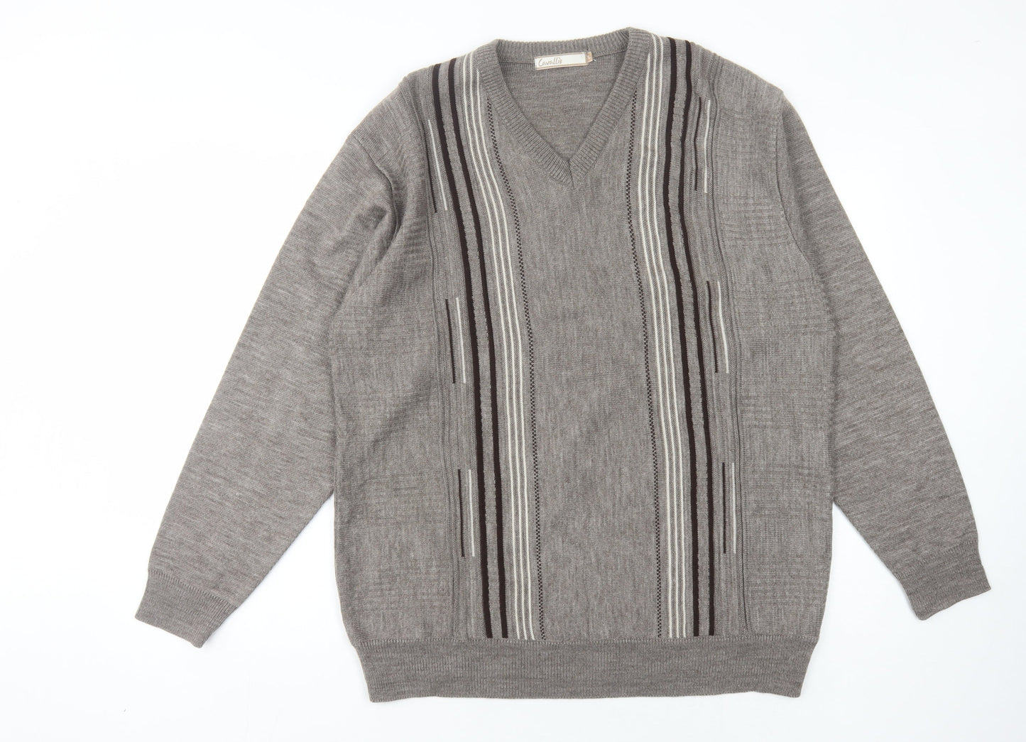 Cavallo Men's Grey V-Neck Pullover Jumper Large