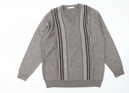Cavallo Men's Grey V-Neck Pullover Jumper Large