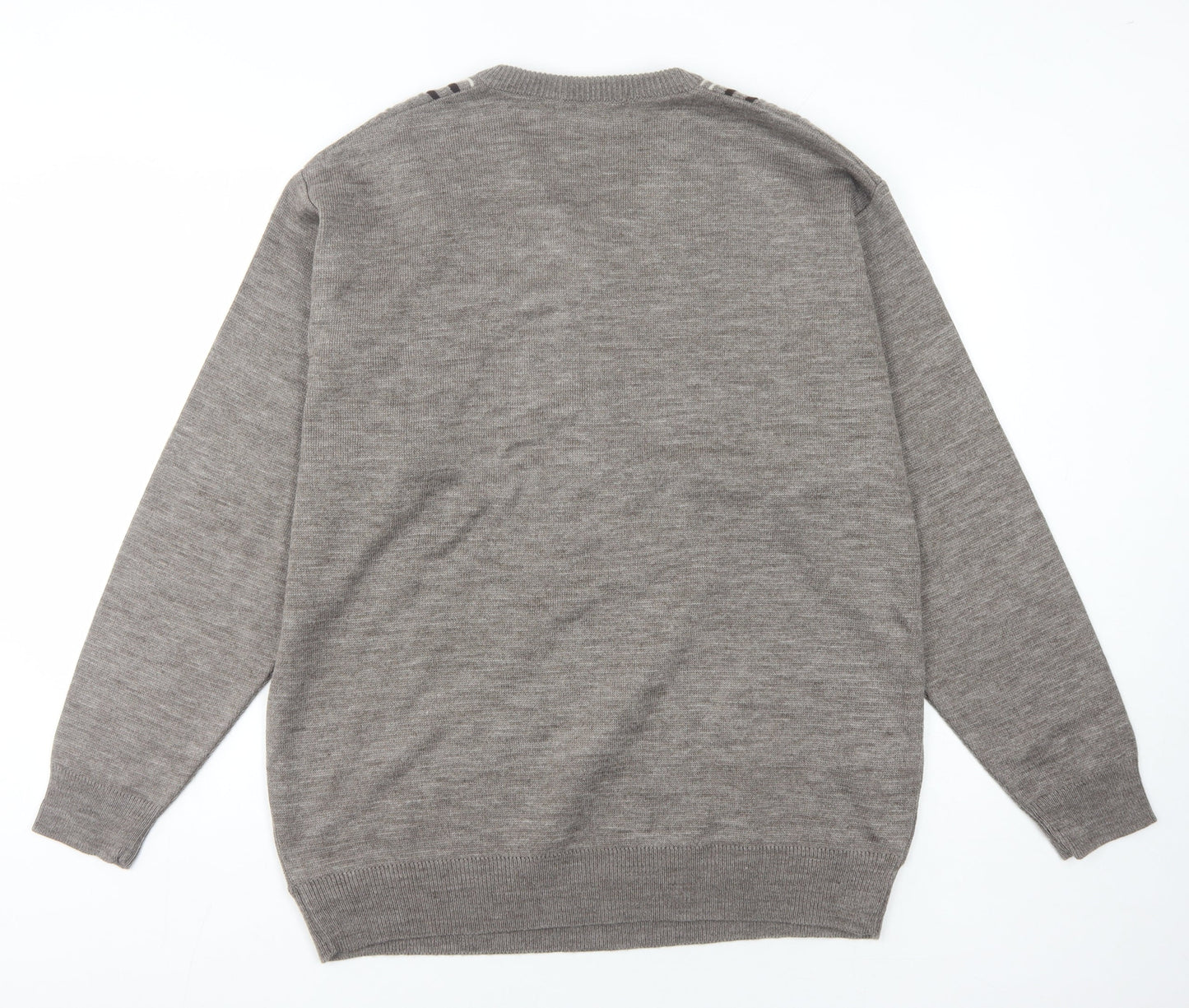Cavallo Men's Grey V-Neck Pullover Jumper Large