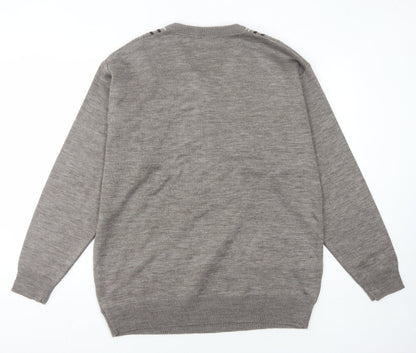 Cavallo Men's Grey V-Neck Pullover Jumper Large