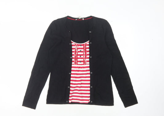 Laura Ashley Women's Black Striped Cardigan Size 14