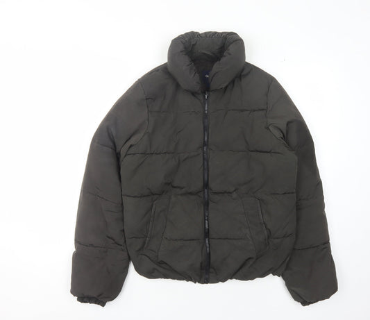 Gap Women's Black Puffer Jacket, Size M, Full Zip, Winter