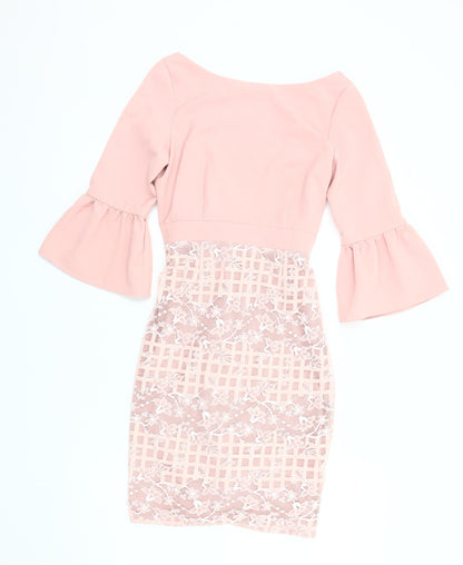 Paper Dolls Pink Lace Bodycon Dress UK 8