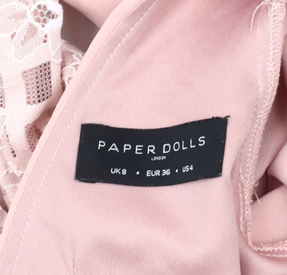 Paper Dolls Pink Lace Bodycon Dress UK 8