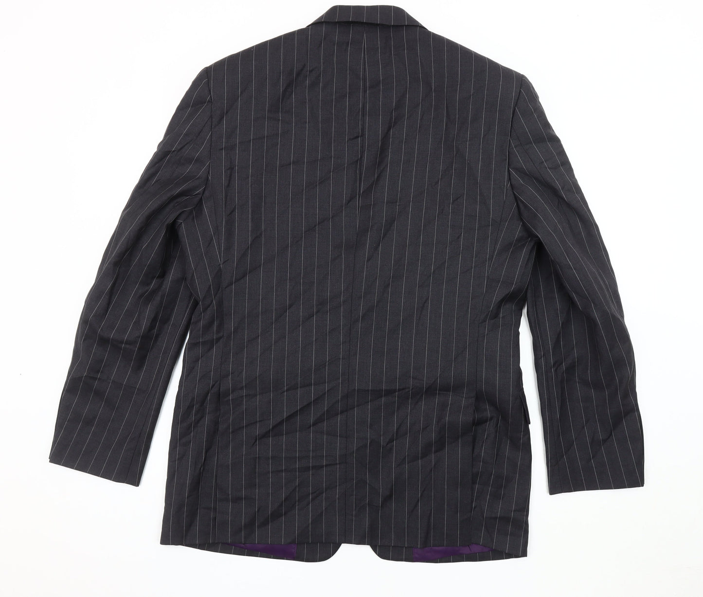 Fellini Men's Black Striped Blazer 40 R Formal Wool Blend