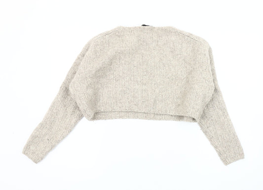 ZARA Women's Beige V-Neck Pullover Jumper Size 8