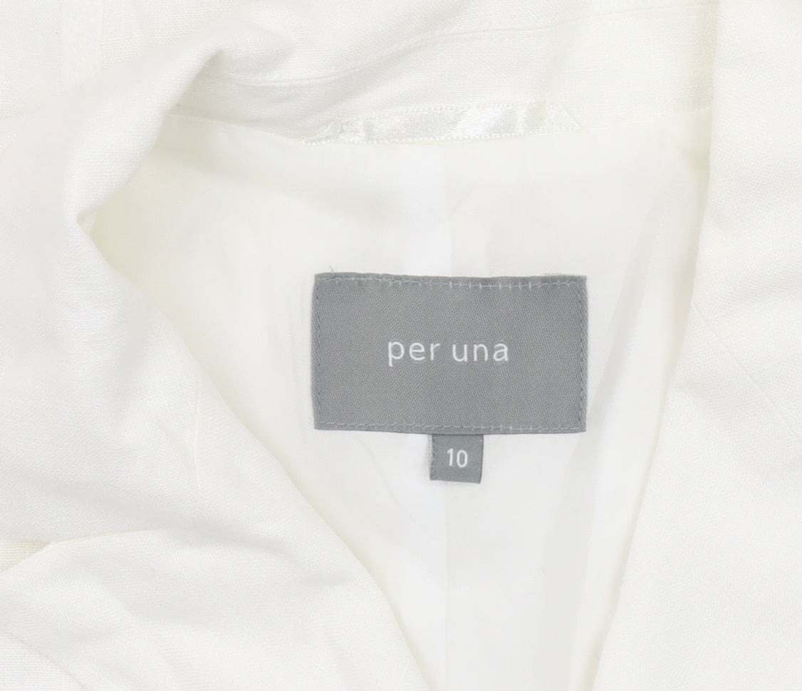Per Una Women's White Linen Blazer Size 10