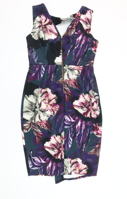 Closet Women's Multicoloured Pencil Dress, Size 14, V-Neck