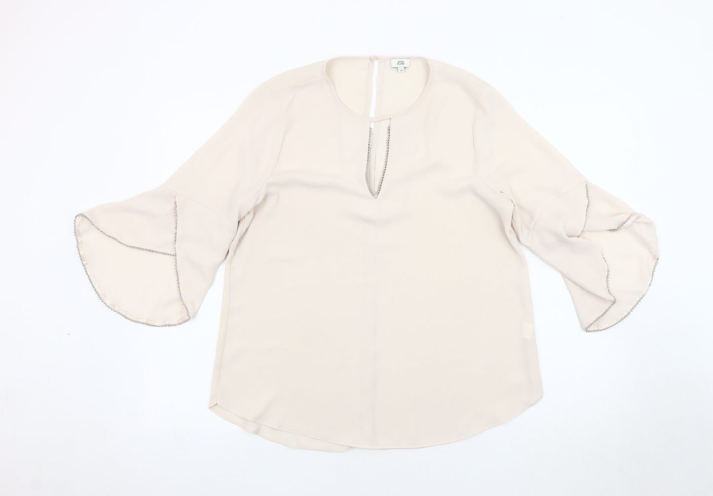 Womens UK Size 12 River Island Beige Basic Blouse