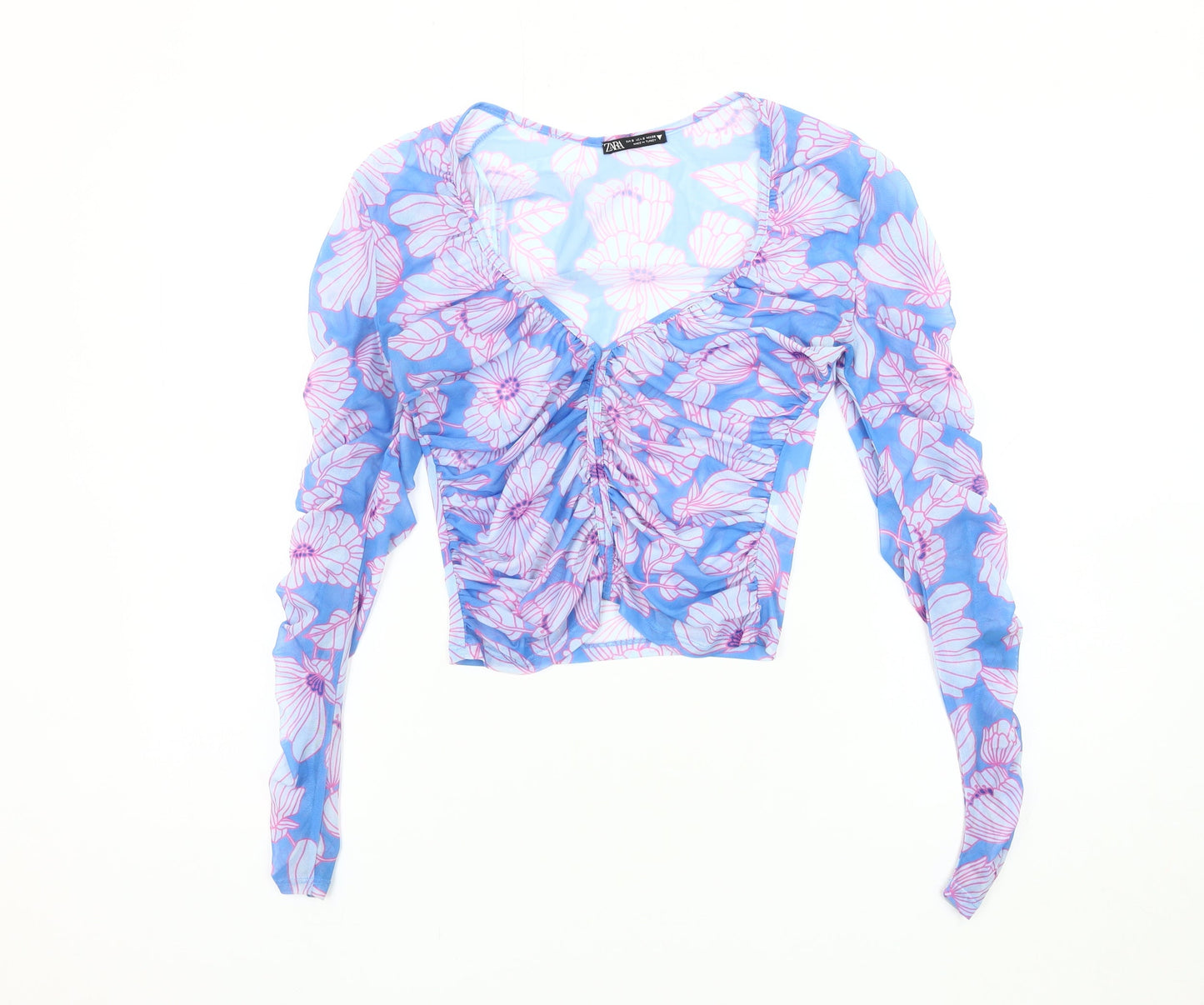 Womens UK Size S Zara Blue Ringer Blouse