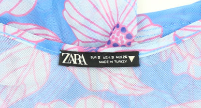 Womens UK Size S Zara Blue Ringer Blouse