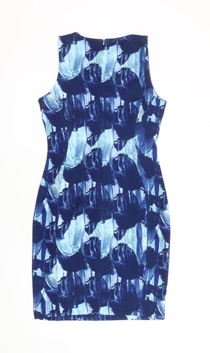 H&M Women’s Blue Abstract Sheath Dress - Size 12 Sleeveless