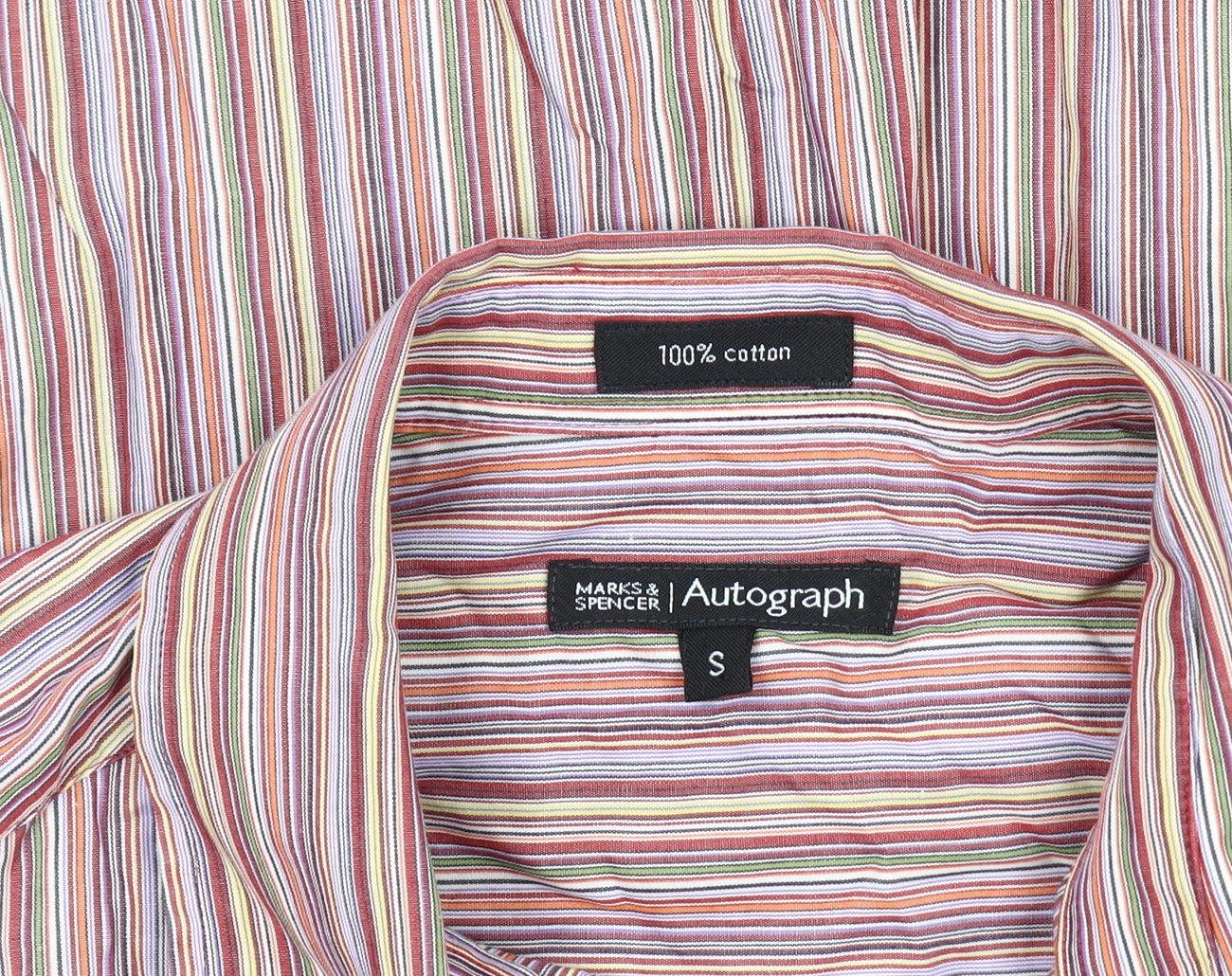 Marks and Spencer Men's Multicoloured Striped Shirt S