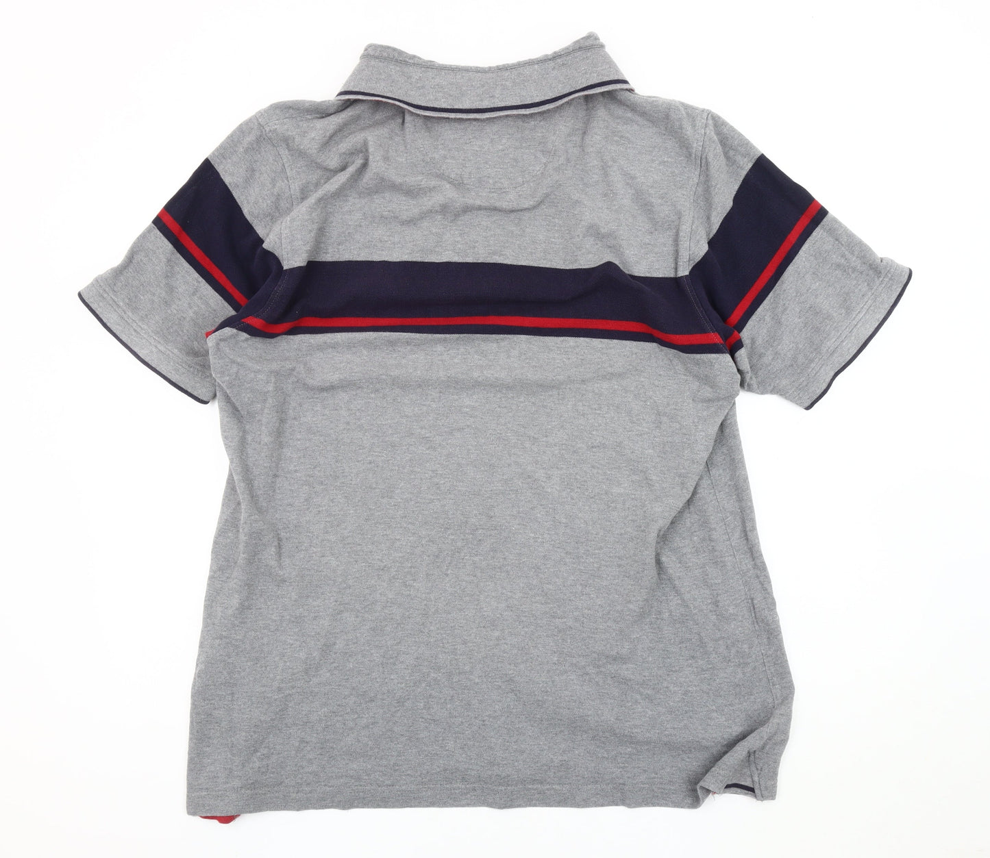 Marks and Spencer Men's Grey Striped Polo Shirt XL