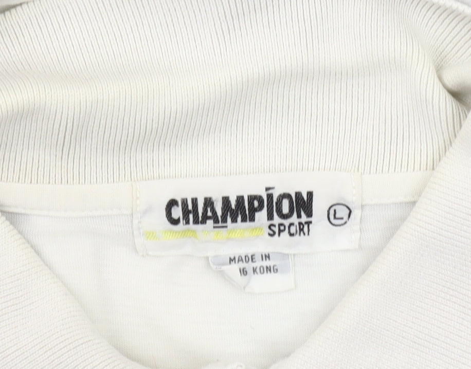 Champion Men's Blue Graphic Print Polo Shirt - L