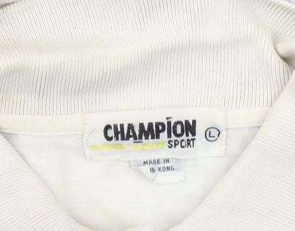 Champion Men's Blue Graphic Print Polo Shirt - L