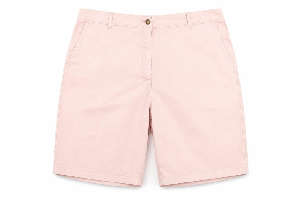 Front view of Marks & Spencer unisex pink chino shorts, size 20